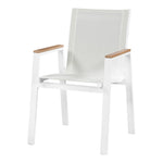 Nizuc Mesh Water Resistant Fabric Outdoor Patio Dining Arm Chair in White