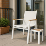 Nizuc Mesh Water Resistant Fabric Outdoor Patio Dining Arm Chair in White