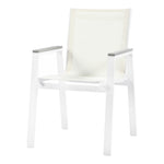 Nizuc Mesh Water Resistant Fabric Outdoor Patio Dining Arm Chair in White