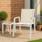 Nizuc Mesh Water Resistant Fabric Outdoor Patio Dining Arm Chair in White
