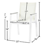 Nizuc Mesh Water Resistant Fabric Outdoor Patio Dining Arm Chair in White