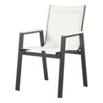 Nizuc Mesh Water Resistant Fabric Outdoor Patio Dining Arm Chair in White