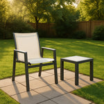Nizuc Mesh Water Resistant Fabric Outdoor Patio Dining Arm Chair in White