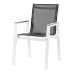 Nizuc Mesh Water Resistant Fabric Outdoor Patio Dining Arm Chair in Black