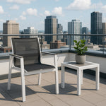 Nizuc Mesh Water Resistant Fabric Outdoor Patio Dining Arm Chair in Black