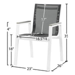 Nizuc Mesh Water Resistant Fabric Outdoor Patio Dining Arm Chair in Black