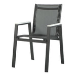 Nizuc Mesh Water Resistant Fabric Outdoor Patio Dining Arm Chair in Black