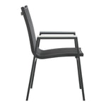 Nizuc Mesh Water Resistant Fabric Outdoor Patio Dining Arm Chair in Black