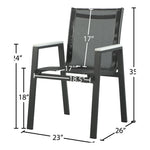 Nizuc Mesh Water Resistant Fabric Outdoor Patio Dining Arm Chair in Black
