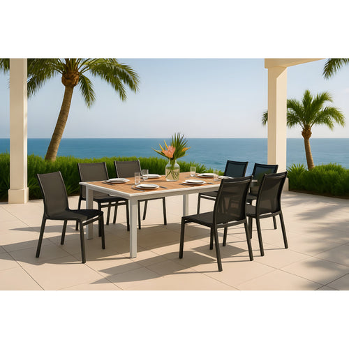 Nizuc Mesh Water Resistant Fabric Outdoor Patio Dining Chair in Black