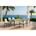 Nizuc Mesh Water Resistant Fabric Outdoor Patio Dining Chair in White