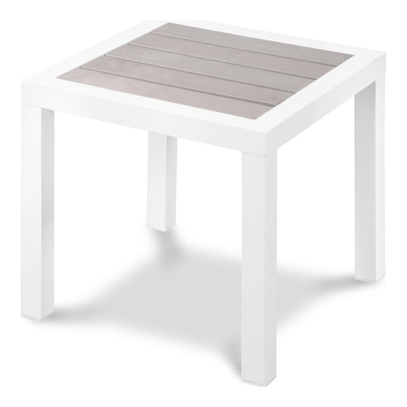 Nizuc Aluminum Outdoor Patio End Table in Grey