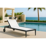 Nizuc Adjustable Mesh Water Resistant Fabric Outdoor Patio Adjustable Sun Chaise Lounge in White