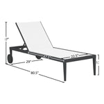 Nizuc Adjustable Mesh Water Resistant Fabric Outdoor Patio Adjustable Sun Chaise Lounge in White
