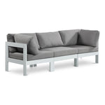 Nizuc 90" Water Resistant Fabric Upholstered 3pc. Outdoor Patio Modular Sofa in Grey