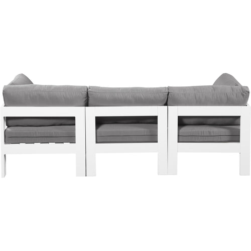 Nizuc 90" Water Resistant Fabric Upholstered 3pc. Outdoor Patio Modular Sofa in Grey