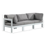 Nizuc 90" Water Resistant Fabric Upholstered 3pc. Outdoor Patio Modular Sofa in Grey