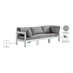 Nizuc 90" Water Resistant Fabric Upholstered 3pc. Outdoor Patio Modular Sofa in Grey