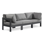Nizuc 90" Water Resistant Fabric Upholstered 3pc. Outdoor Patio Modular Sofa in Grey