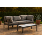 Nizuc 90" Water Resistant Fabric Upholstered 3pc. Outdoor Patio Modular Sofa in Grey