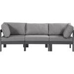 Nizuc 90" Water Resistant Fabric Upholstered 3pc. Outdoor Patio Modular Sofa in Grey