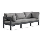 Nizuc 90" Water Resistant Fabric Upholstered 3pc. Outdoor Patio Modular Sofa in Grey