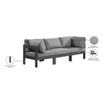 Nizuc 90" Water Resistant Fabric Upholstered 3pc. Outdoor Patio Modular Sofa in Grey