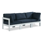 Nizuc 90" Water Resistant Fabric Upholstered 3pc. Outdoor Patio Modular Sofa in Navy