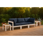 Nizuc 90" Water Resistant Fabric Upholstered 3pc. Outdoor Patio Modular Sofa in Navy