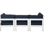 Nizuc 90" Water Resistant Fabric Upholstered 3pc. Outdoor Patio Modular Sofa in Navy