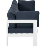 Nizuc 90" Water Resistant Fabric Upholstered 3pc. Outdoor Patio Modular Sofa in Navy