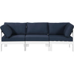 Nizuc 90" Water Resistant Fabric Upholstered 3pc. Outdoor Patio Modular Sofa in Navy