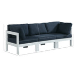 Nizuc 90" Water Resistant Fabric Upholstered 3pc. Outdoor Patio Modular Sofa in Navy
