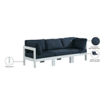 Nizuc 90" Water Resistant Fabric Upholstered 3pc. Outdoor Patio Modular Sofa in Navy