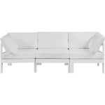 Nizuc 90" Water Resistant Fabric Upholstered 3pc. Outdoor Patio Modular Sofa in White