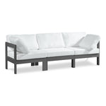Nizuc 90" Water Resistant Fabric Upholstered 3pc. Outdoor Patio Modular Sofa in White