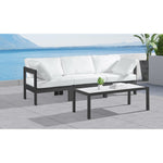 Nizuc 90" Water Resistant Fabric Upholstered 3pc. Outdoor Patio Modular Sofa in White