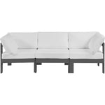 Nizuc 90" Water Resistant Fabric Upholstered 3pc. Outdoor Patio Modular Sofa in White