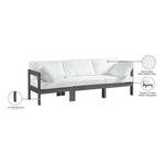 Nizuc 90" Water Resistant Fabric Upholstered 3pc. Outdoor Patio Modular Sofa in White