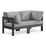 Nizuc 60" Water Resistant Fabric Upholstered 2pc. Outdoor Patio Modular Loveseat in Grey