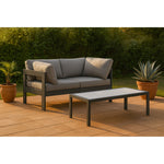 Nizuc 60" Water Resistant Fabric Upholstered 2pc. Outdoor Patio Modular Loveseat in Grey