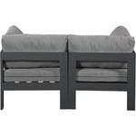 Nizuc 60" Water Resistant Fabric Upholstered 2pc. Outdoor Patio Modular Loveseat in Grey