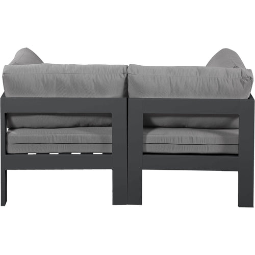 Nizuc 60" Water Resistant Fabric Upholstered 2pc. Outdoor Patio Modular Loveseat in Grey