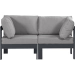 Nizuc 60" Water Resistant Fabric Upholstered 2pc. Outdoor Patio Modular Loveseat in Grey