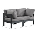 Nizuc 60" Water Resistant Fabric Upholstered 2pc. Outdoor Patio Modular Loveseat in Grey