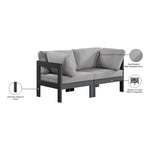 Nizuc 60" Water Resistant Fabric Upholstered 2pc. Outdoor Patio Modular Loveseat in Grey