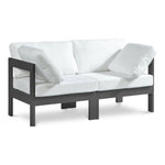 Nizuc 60" Water Resistant Fabric Upholstered 2pc. Outdoor Patio Modular Loveseat in White