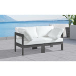 Nizuc 60" Water Resistant Fabric Upholstered 2pc. Outdoor Patio Modular Loveseat in White