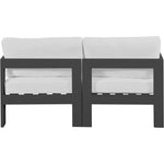 Nizuc 60" Water Resistant Fabric Upholstered 2pc. Outdoor Patio Modular Loveseat in White