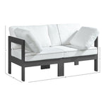 Nizuc 60" Water Resistant Fabric Upholstered 2pc. Outdoor Patio Modular Loveseat in White
